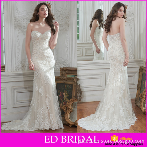 LN212 Sexy sweetheart 2016 new lace appliqued mermaid wedding dress bridal